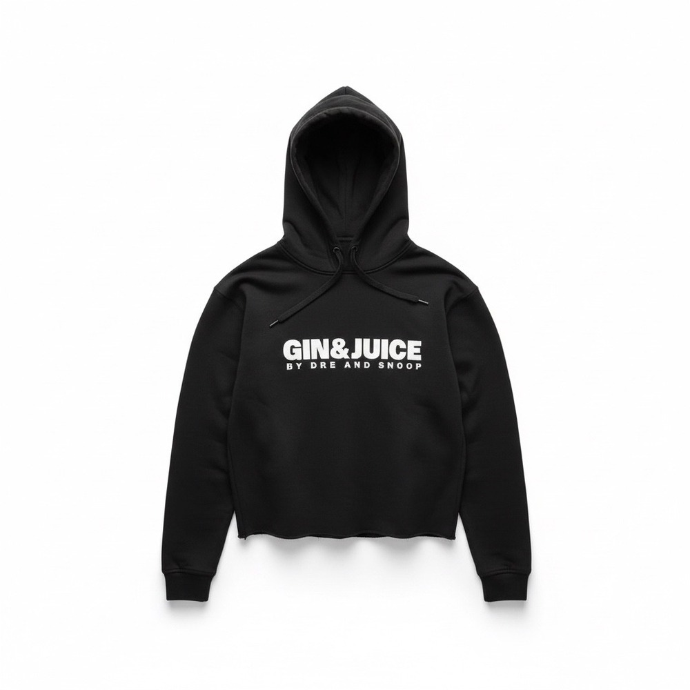 Gin Juice By Dre & Snoop Black Cropped Hoodie Sweatshirt Women Med Streetwear